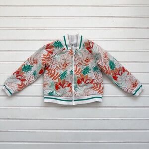 JANIE & JACK EUC Tropical Floral Print Retro Style Track Jacket